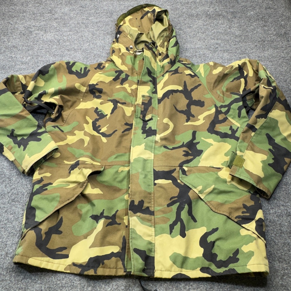 Vintage US Military ECWCS Gen 1 Parka Mens Large Regular Green Woodland Camo 90s